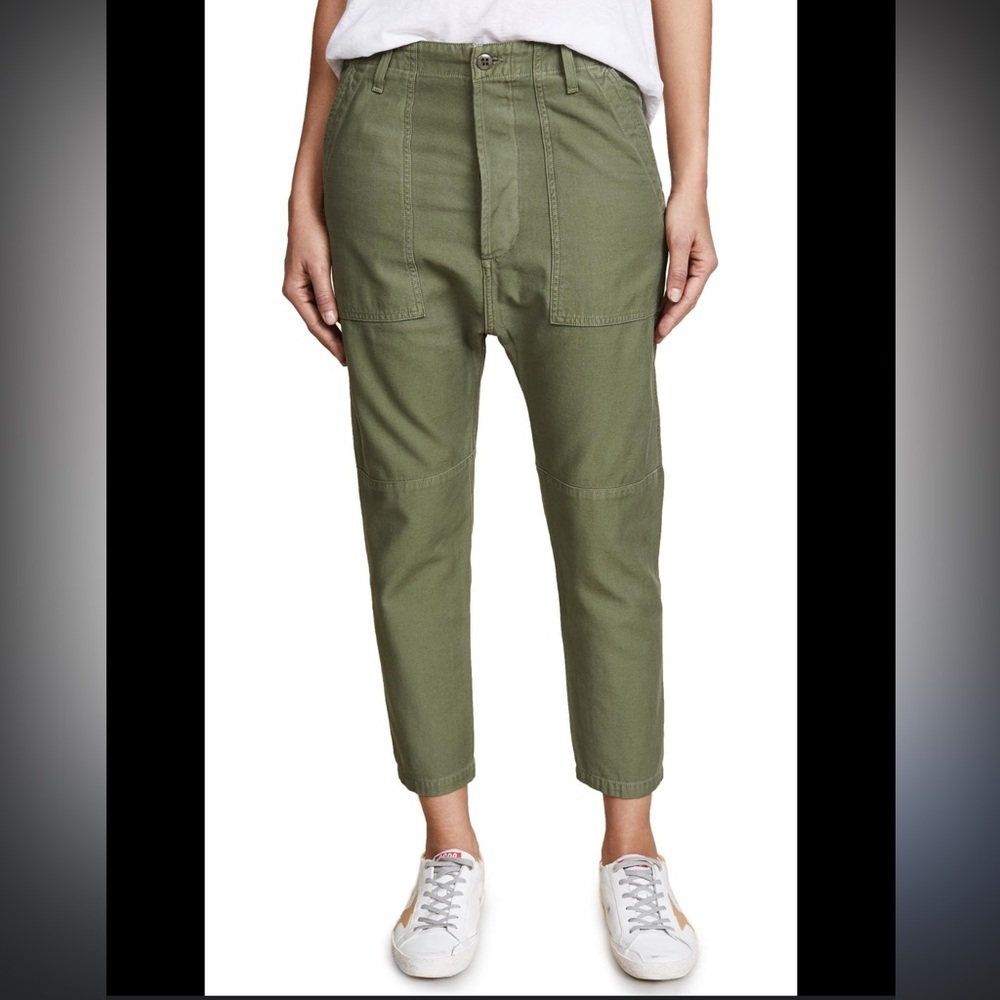Citizens of Humanity Surplus Drop Waist Cotton Army Green Pants 26
